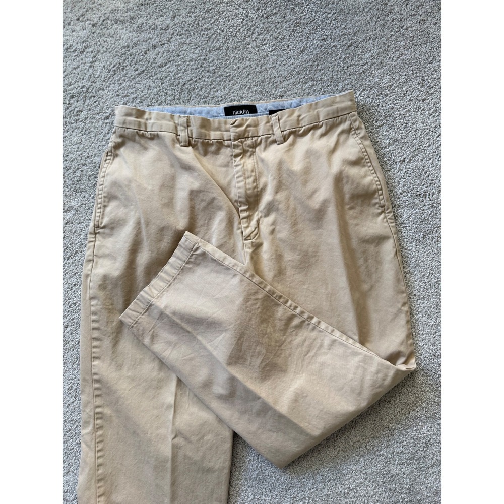 Nick(it) Khaki Straight Leg Casual Chino Pants Mens 36x30 Cotton Nick‎ Graham